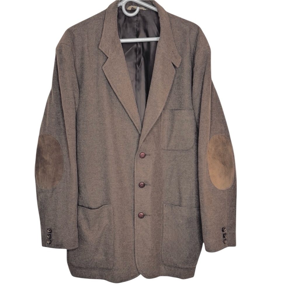 GAP Blazer Wool Blend Brown With Suede Elbow Patches